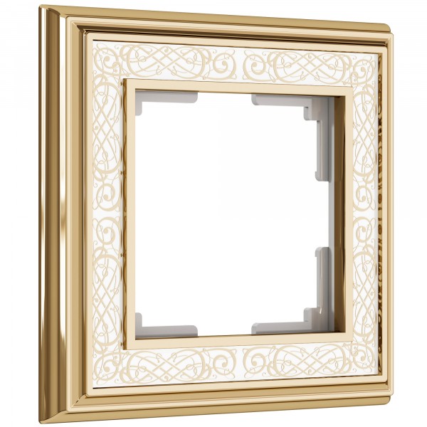 Рамка на 1 пост WL77-Frame-01 Palacio Gracia (золото/белый) - купить в Омске