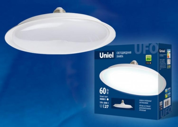 Лампа светодиодная LED-U270-60W/3000K/E27/FR PLU01WH форма «UFO» матовая